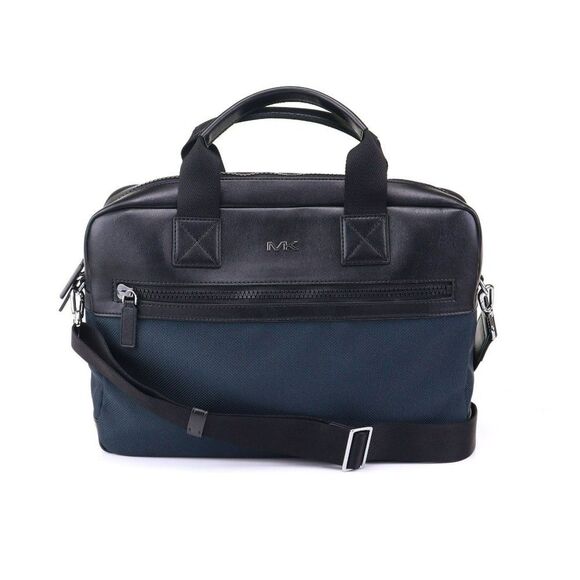 NWT Michael Kors Kent Sport Woven Double Zip Briefcase Navy $495+ - Picture 4 of 16